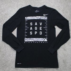 Nike Savage Speed Shirt Mens Small Black Athletic Cut Dri-Fit Cotton/Poly S/S